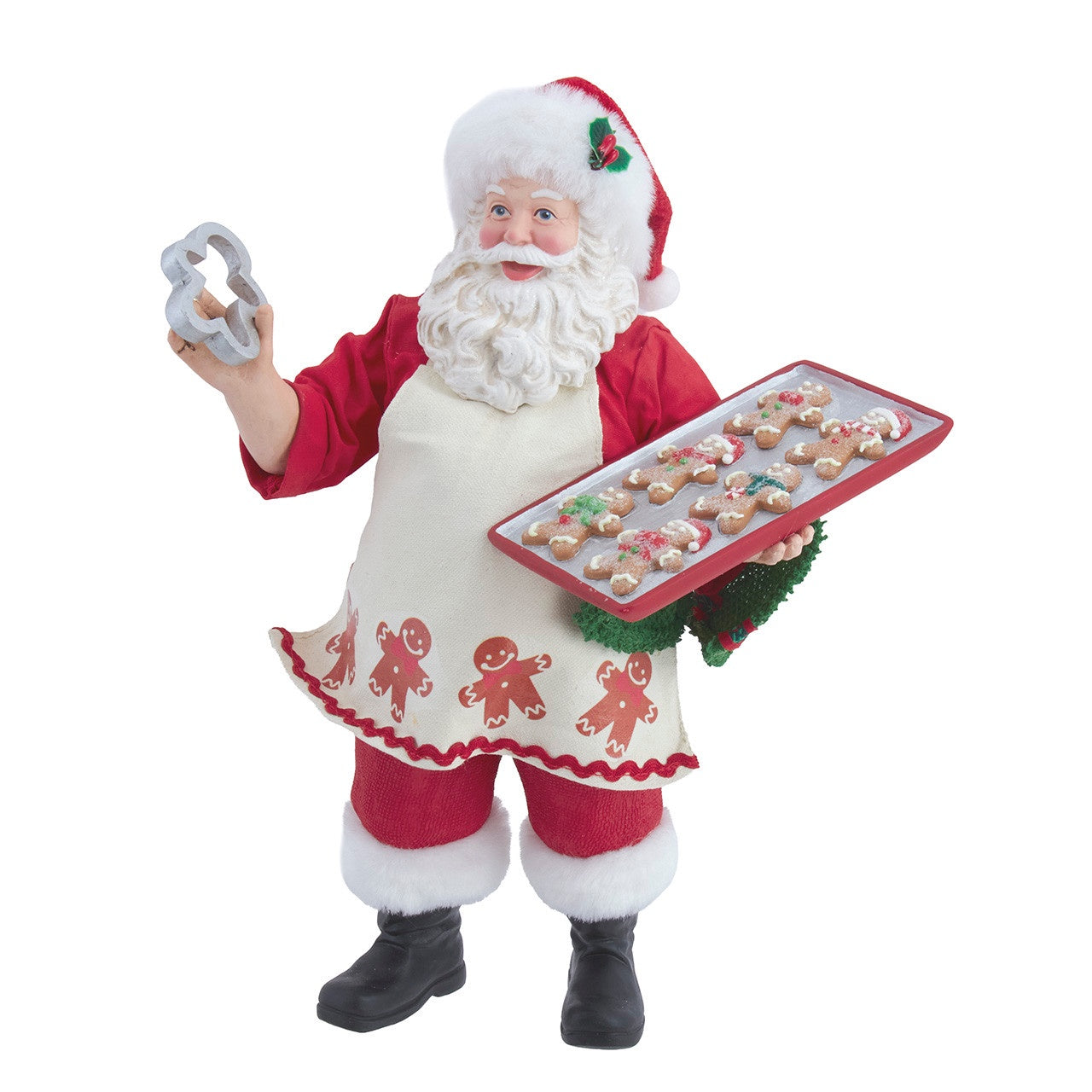 Kurt Adler 10.5" Fabriché Gingerbread Chef Santa Holding Tray Of Decorated Gingerbread #FA0236