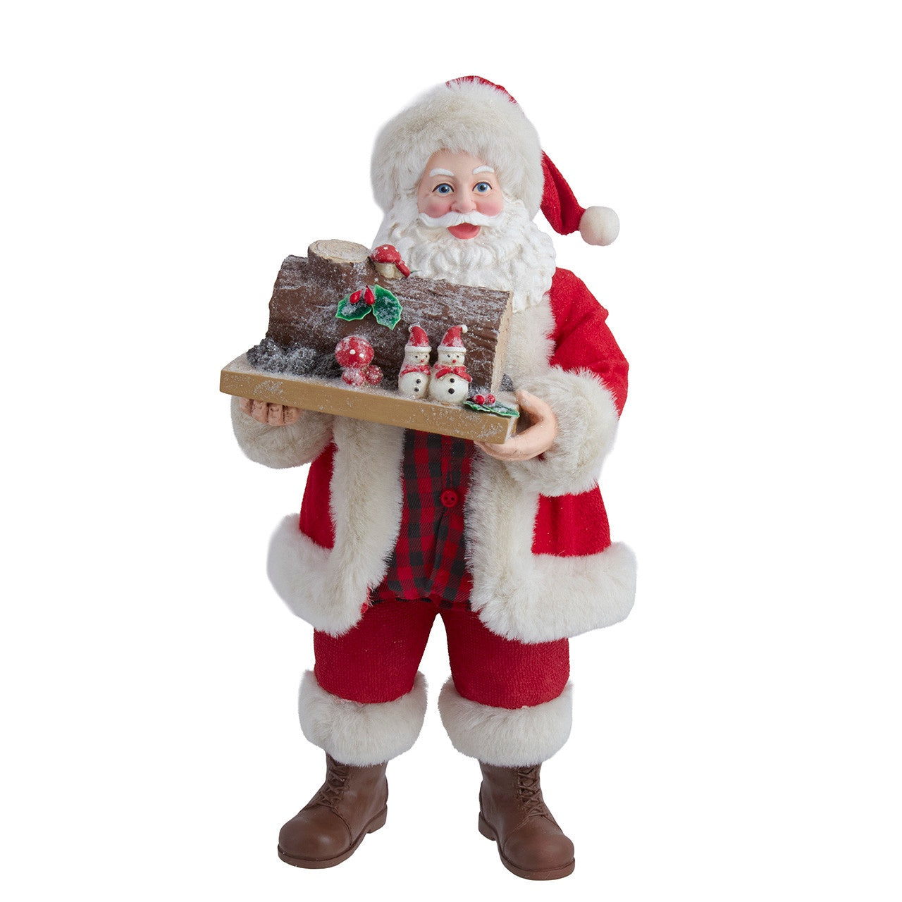 Kurt Adler 10.5" Fabriché Santa Holding Yule Log Cake #FA0237