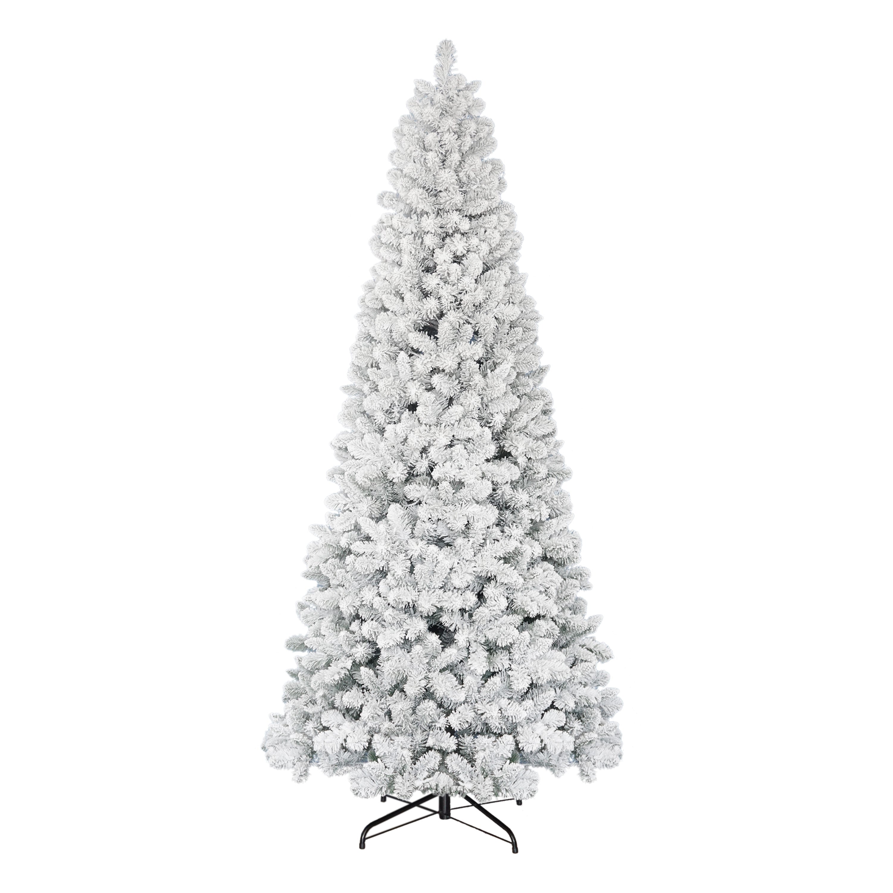 9 ft Flocked Virginia Pine Tree 1460 Tips Metal Stand 0998A-TF90