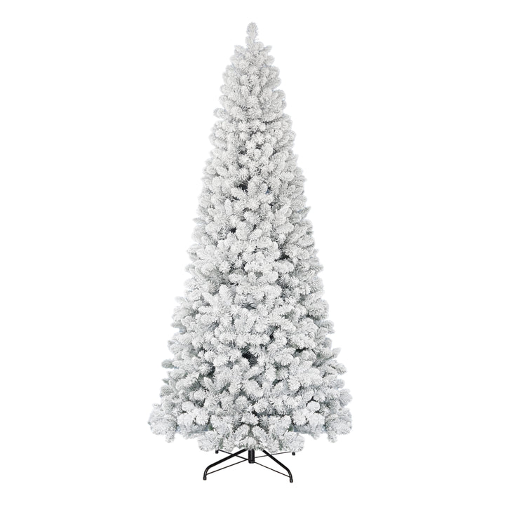 9 ft Flocked Virginia Pine Tree 1460 Tips Metal Stand 0998A-TF90