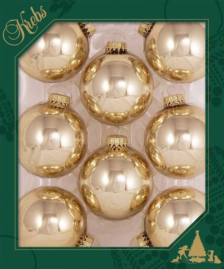 Christmas by Krebs Molten Gold Shine 2.63 in Glass Christmas Tree Ornaments Set of 8 #KBX60004