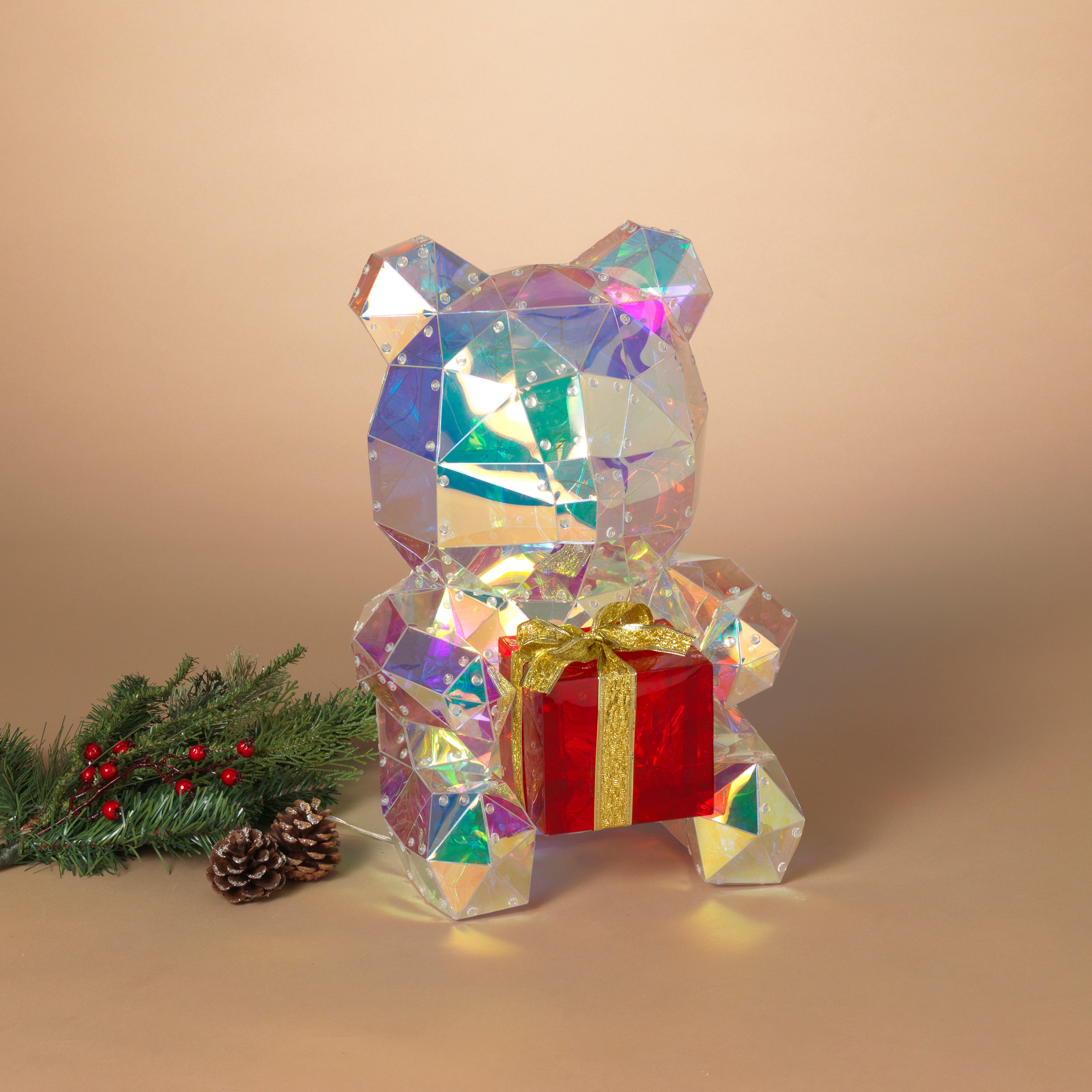 Vintage inspired 15.75 in H USB Electric RGB Lighted Holographic Holiday Bear 2738780EC