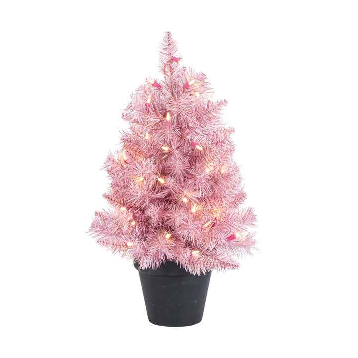 Sterling Charming 24 Inch Pink Artificial Tree with Warm White LED Lights #6040--20PKCLED