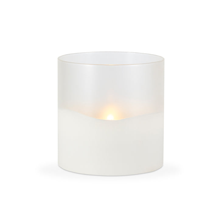 6-in D x 6-in H Hand poured Wax Candle in frosted glass with exclusive Illumaflame glow 45606EC