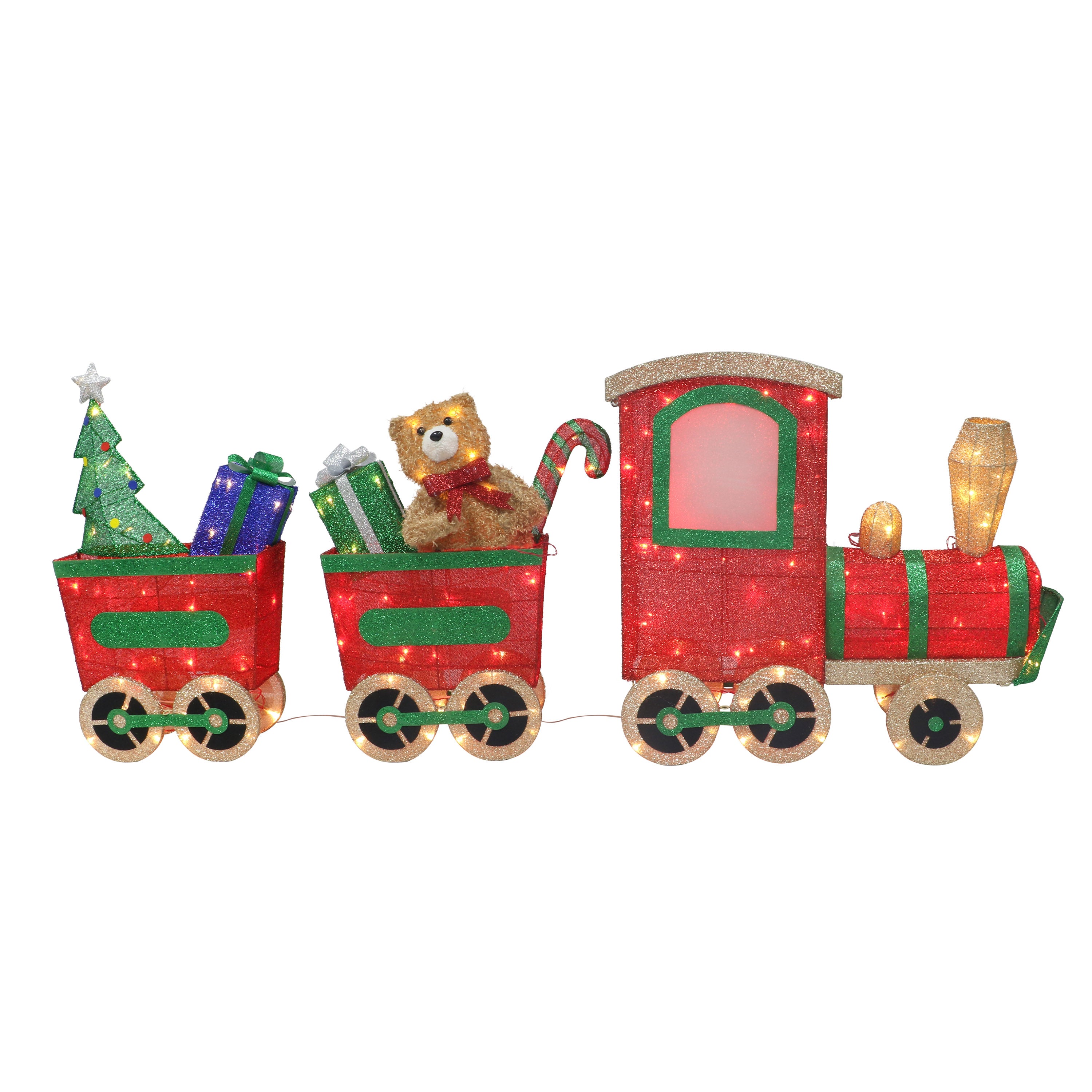Lighted Outdoor Wire Frame Train with Presents YD4653LA-3