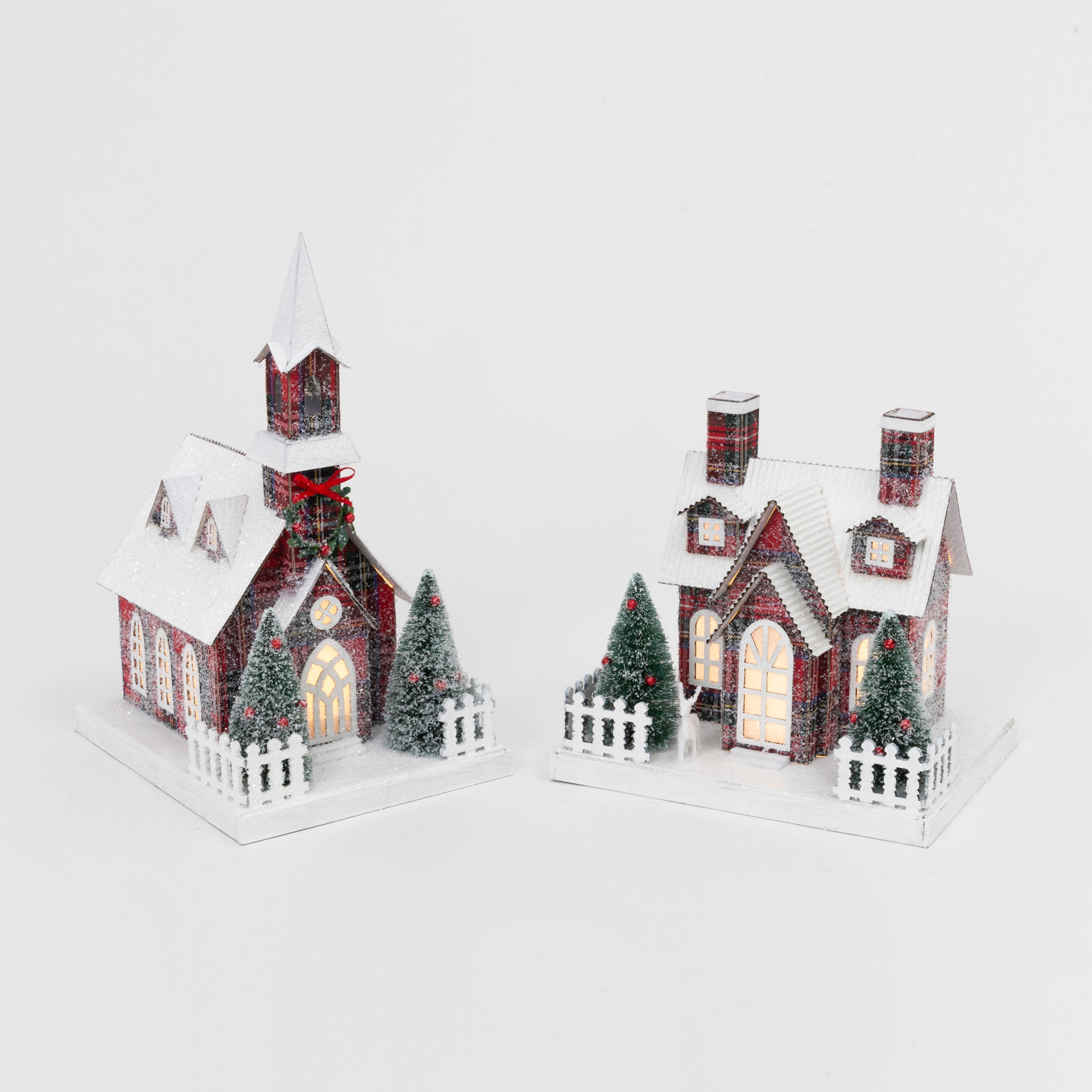 Radiant 12 in H Battery Operated Lighted Paper Church Tabletop Décor, 2 Assorted 2693330EC