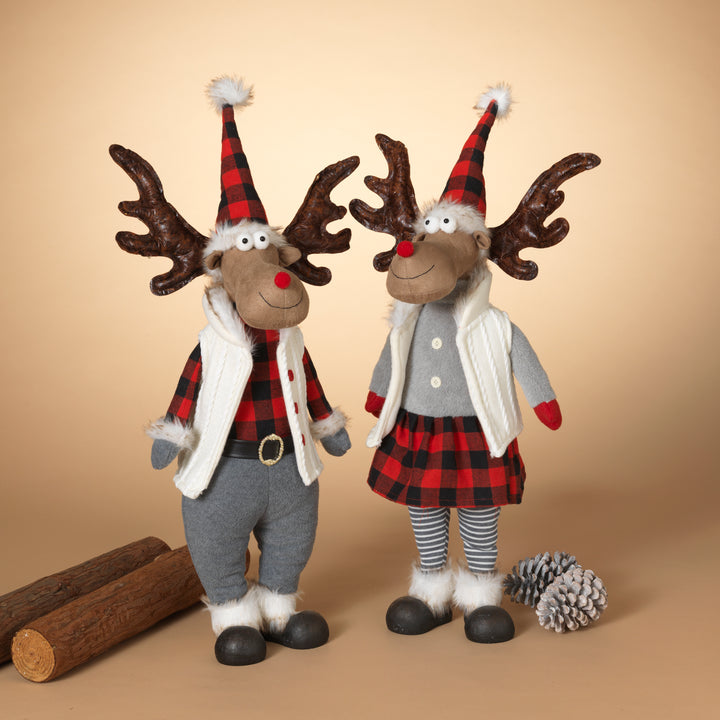 29.5 Inches High Lighted Fabric Holiday Moose Set of 2 #2535100EC