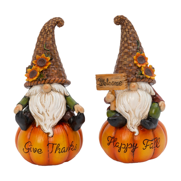 8.8 in Resin Harvest Pumpkin Gnome Set of 2 #2593750EC