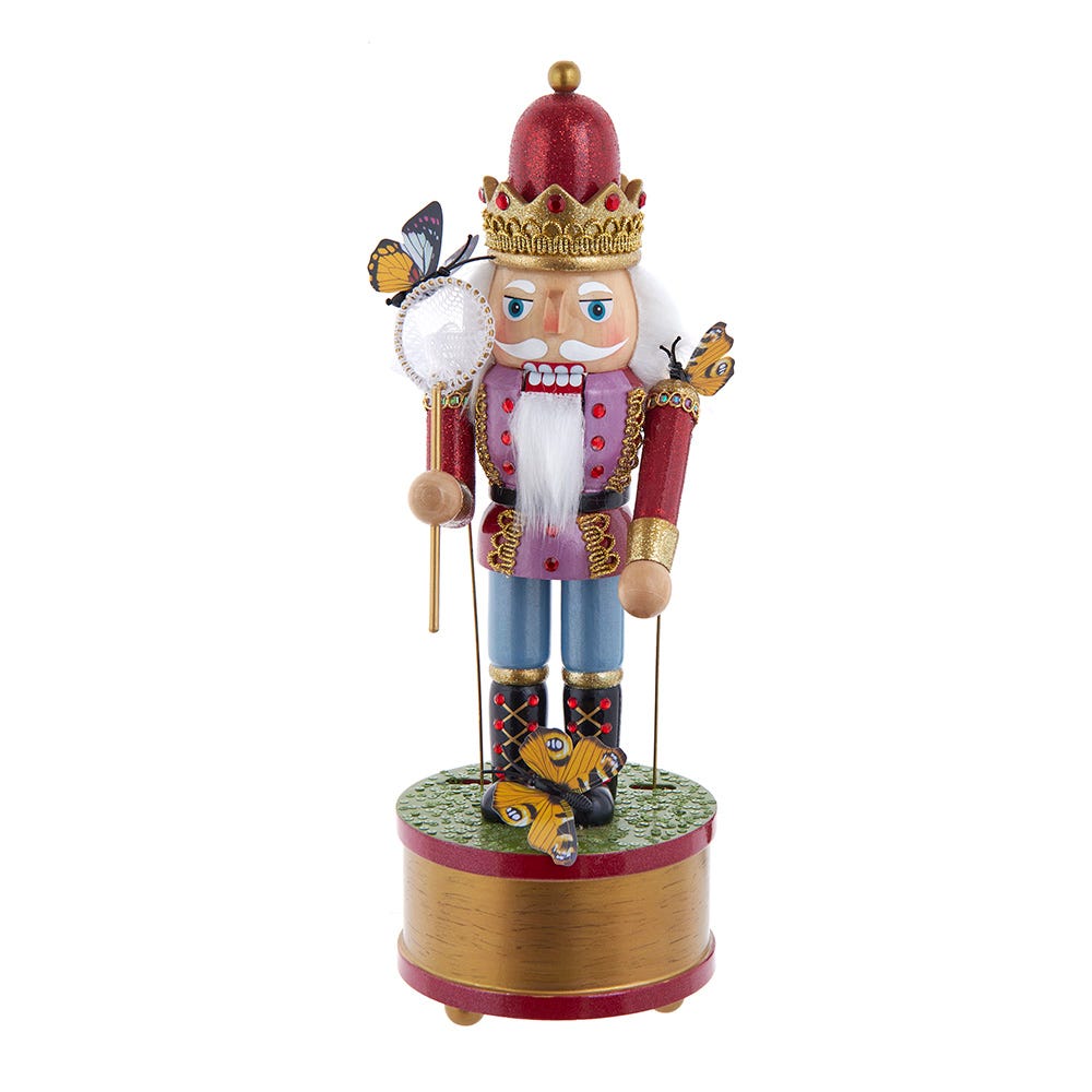 Kurt Adler 12-Inch Wind-Up Musical Butterfly Catcher Nutcracker G5002