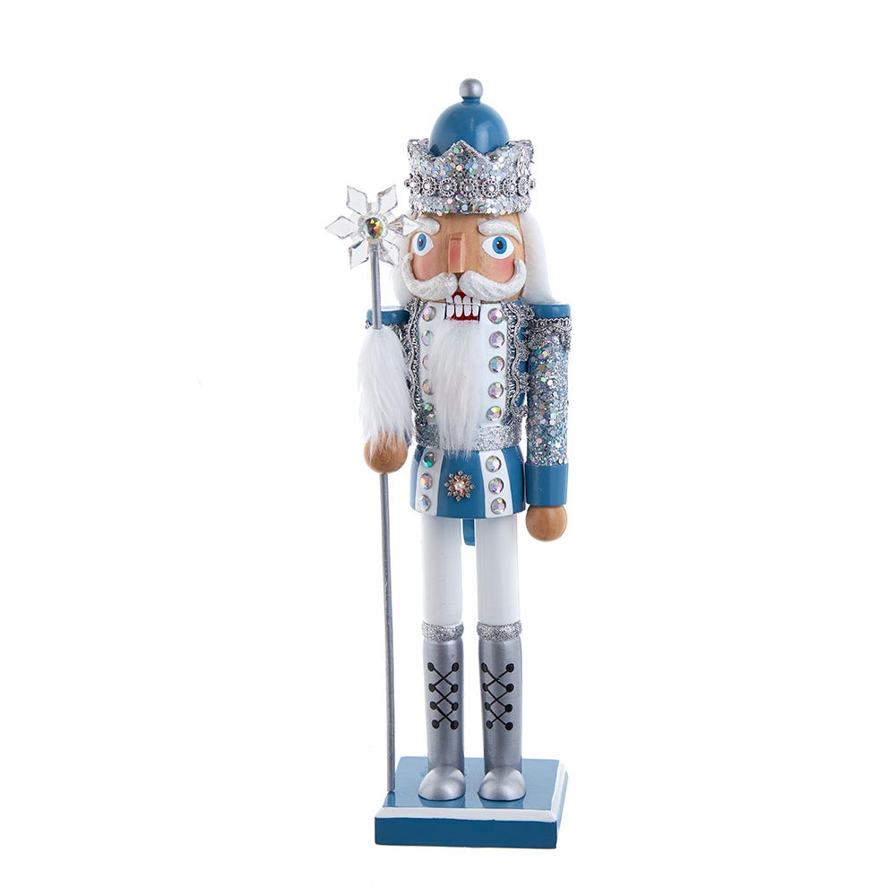 Kurt Adler Wooden 15-Inch Blue and Platinum Nutcracker G5009