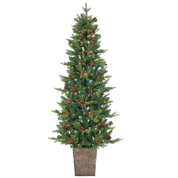 Sterling 6 ft. Pre Lit Warm White LED Potted Natural Cut Georgia Pine