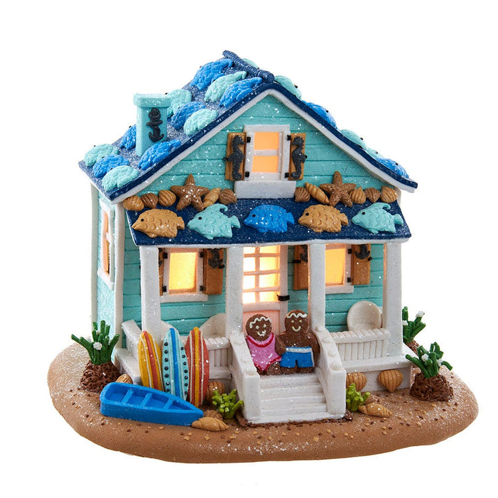 Kurt Adler 8-Inch Gingerbread Beach House with C7 Bulb