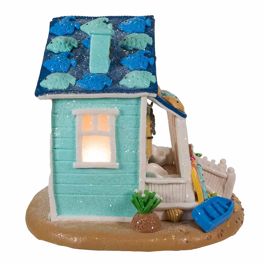 Kurt Adler 8-Inch Gingerbread Beach House with C7 Bulb