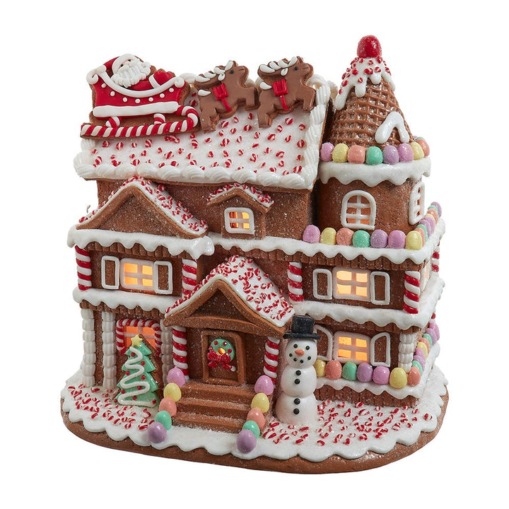 Kurt Adler 10-Inch Pre-Lit Gingerbread House With Santa