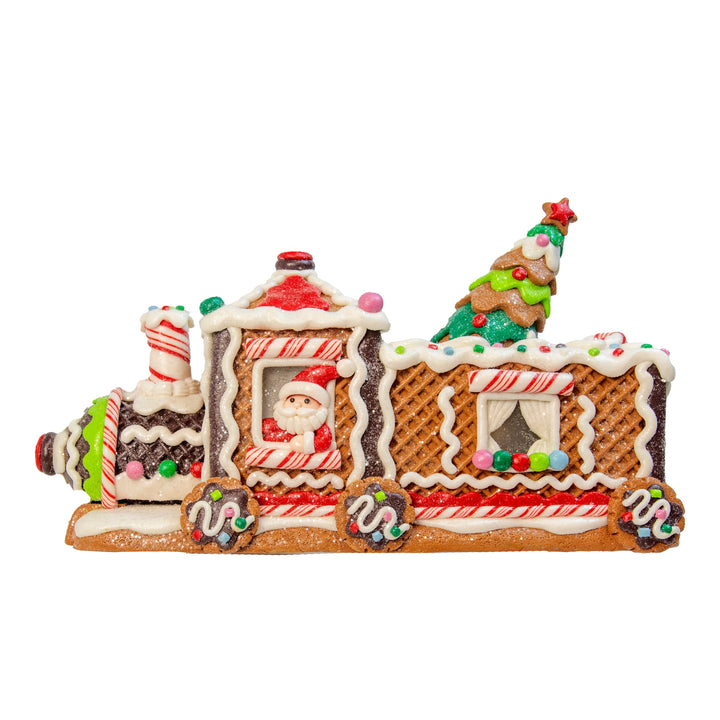 Kurt Adler 7-Inch LED Gingerbread Train With Tree Table Piece