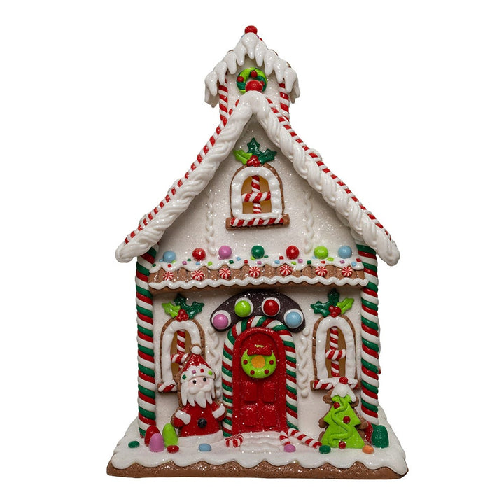 Kurt Adler 13-Inch Gingerbread House With Santa Table Piece