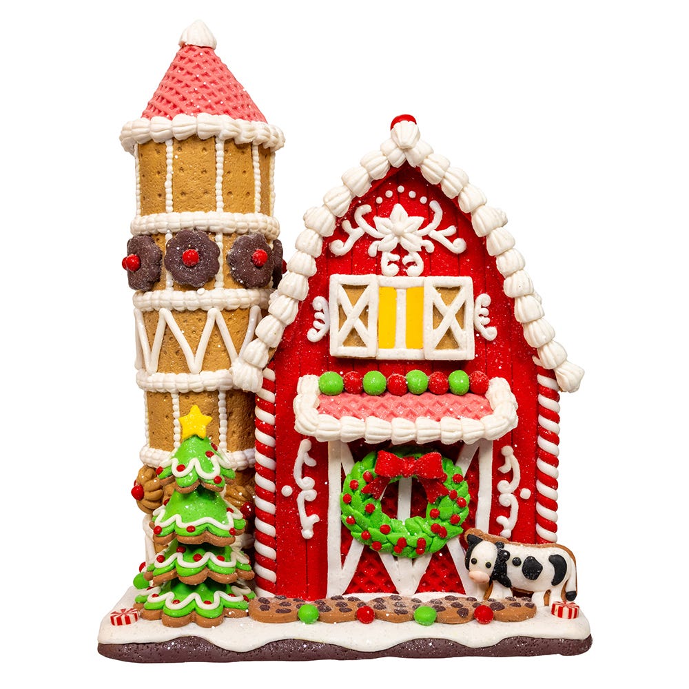 Kurt Adler 12-Inch Battery Operated LED Gingerbread Barn