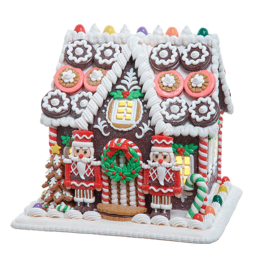 Kurt Adler 9.5-Inch Battery Operated LED Gingerbread Cookie House GBJ0058