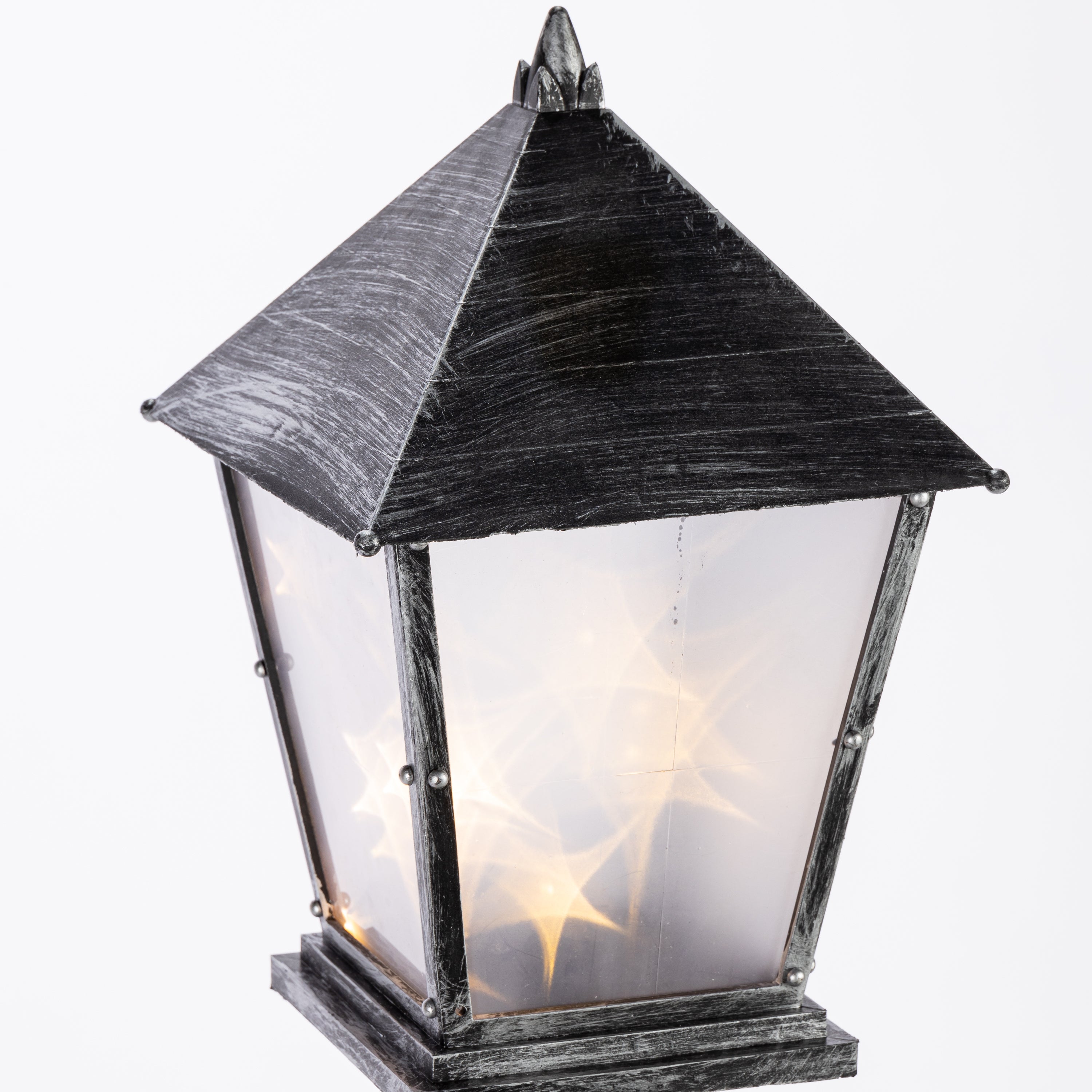 Hand detailed 4'H Battery Operated Lighted Mixed Pine Lantern Pole Porch Tree with 40 – Holiday Accent Lantern