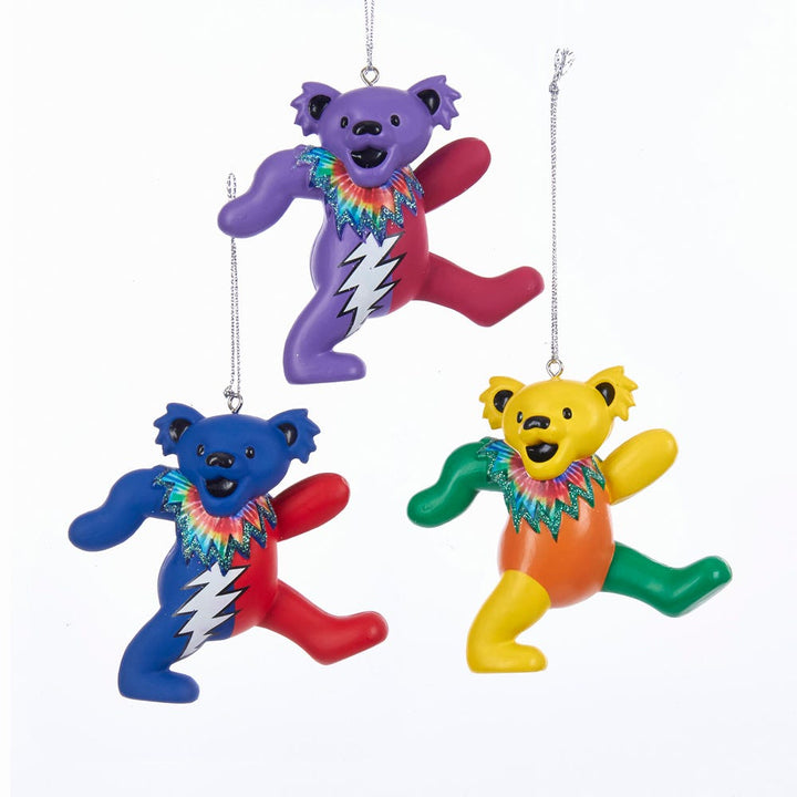 Kurt Adler Grateful Dead Bear Ornament Set, 3-Piece Set