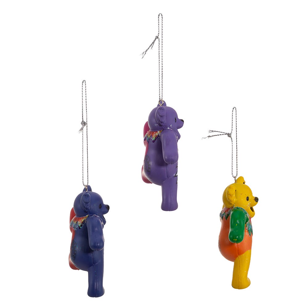 Kurt Adler Grateful Dead Bear Ornament Set, 3-Piece Set