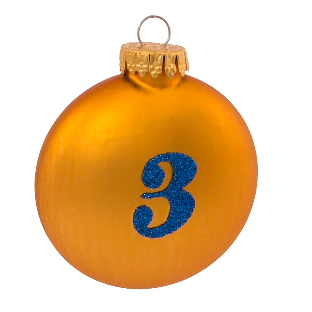 Kurt Adler 65MM Glass 12 Days Of Christmas Glass Ball Ornaments, 12-Piece Boxed Set