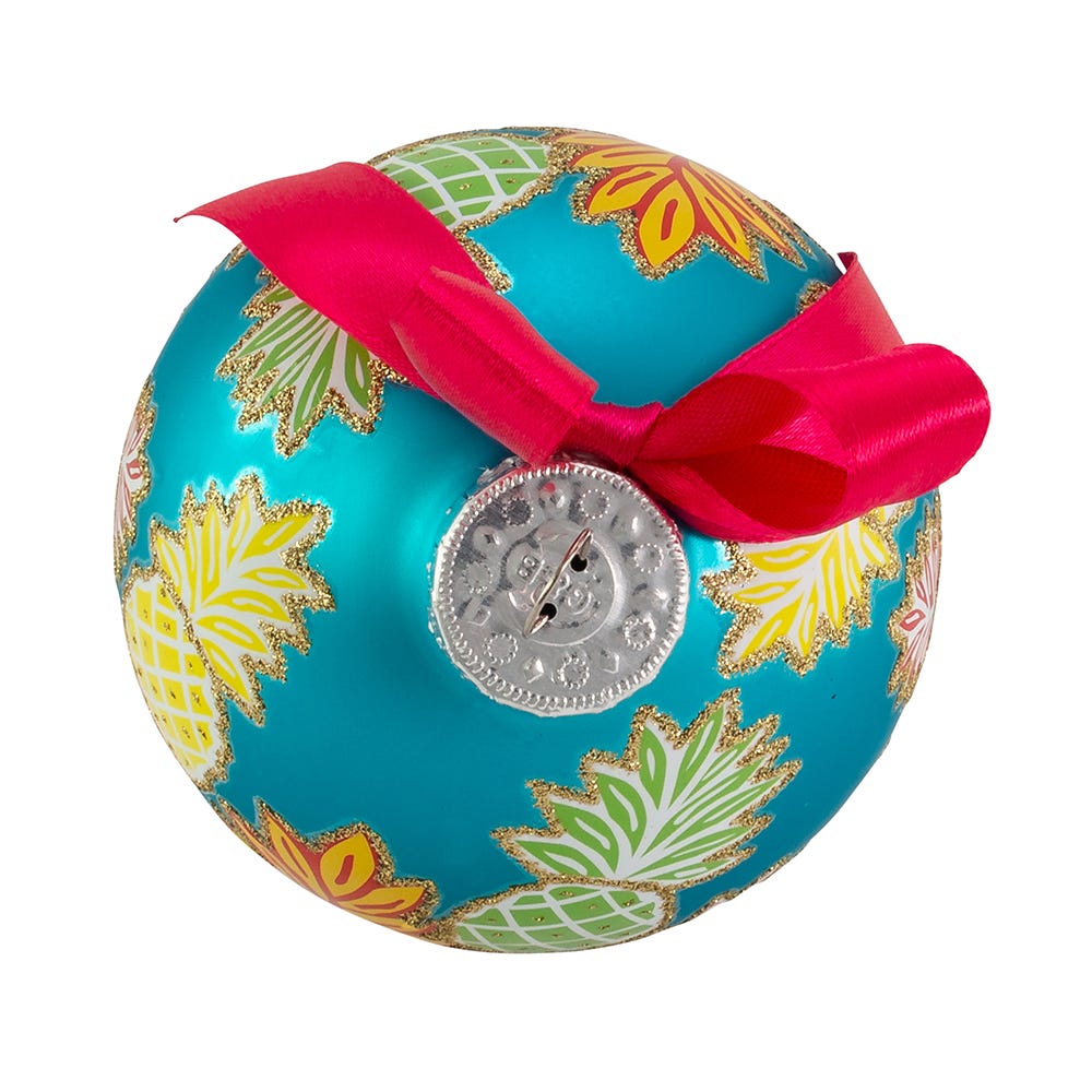 Kurt Adler 80MM Glass Pineapple Pattern Ball Ornaments, 6 Piece Set