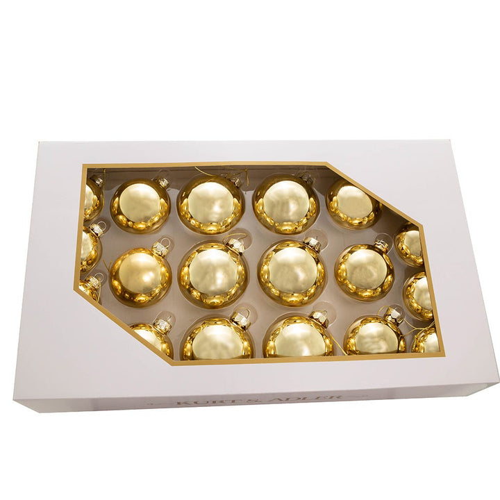 Kurt Adler 60-80MM Shiny Gold Glass Ball Ornaments, 20-Piece Set