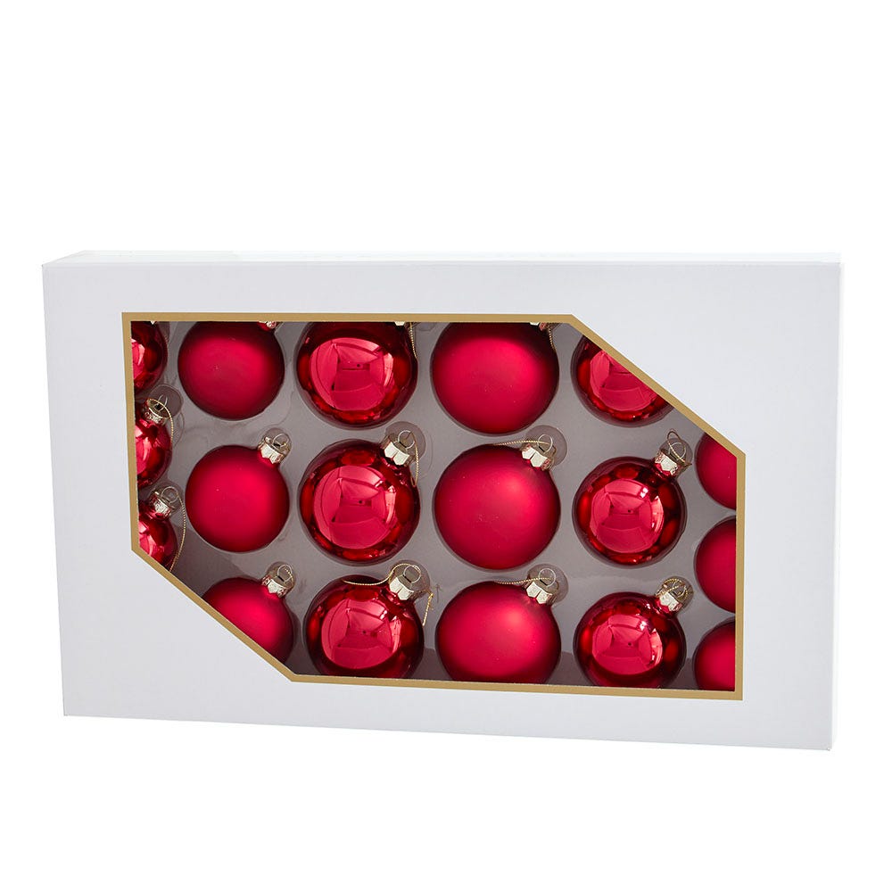 Kurt Adler 60-80MM Shiny and Matte Red Glass Ball Ornaments, 20-Piece Set GG0963SMR