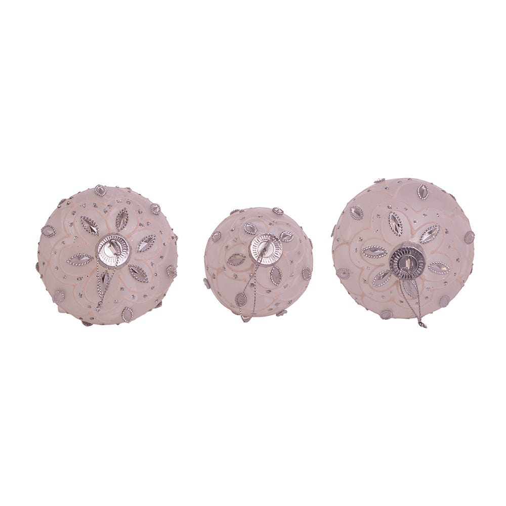 Kurt Adler 80MM White Glass Ball Finial and Onion, 3-Piece Set