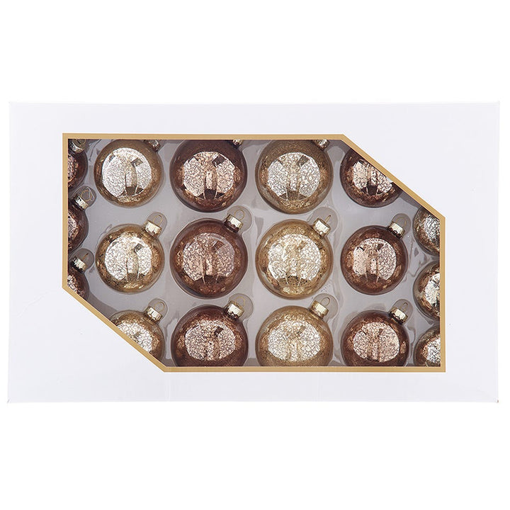 Kurt Adler 60-80 MM Shiny and Matte Gold and Bronze Mercury Glass Balls, 20-Piece Set