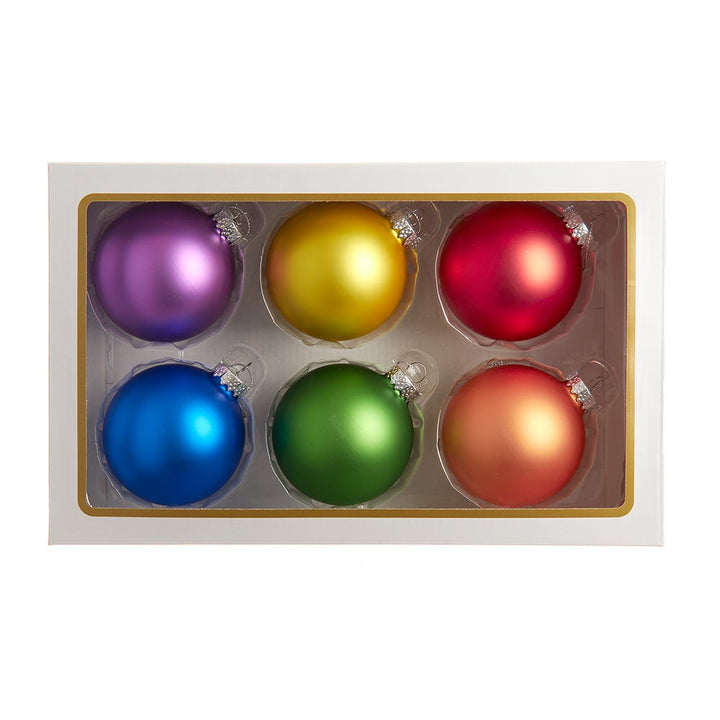 Kurt Adler 80MM Glass Matte Pride 6-Piece Ball Ornament Set