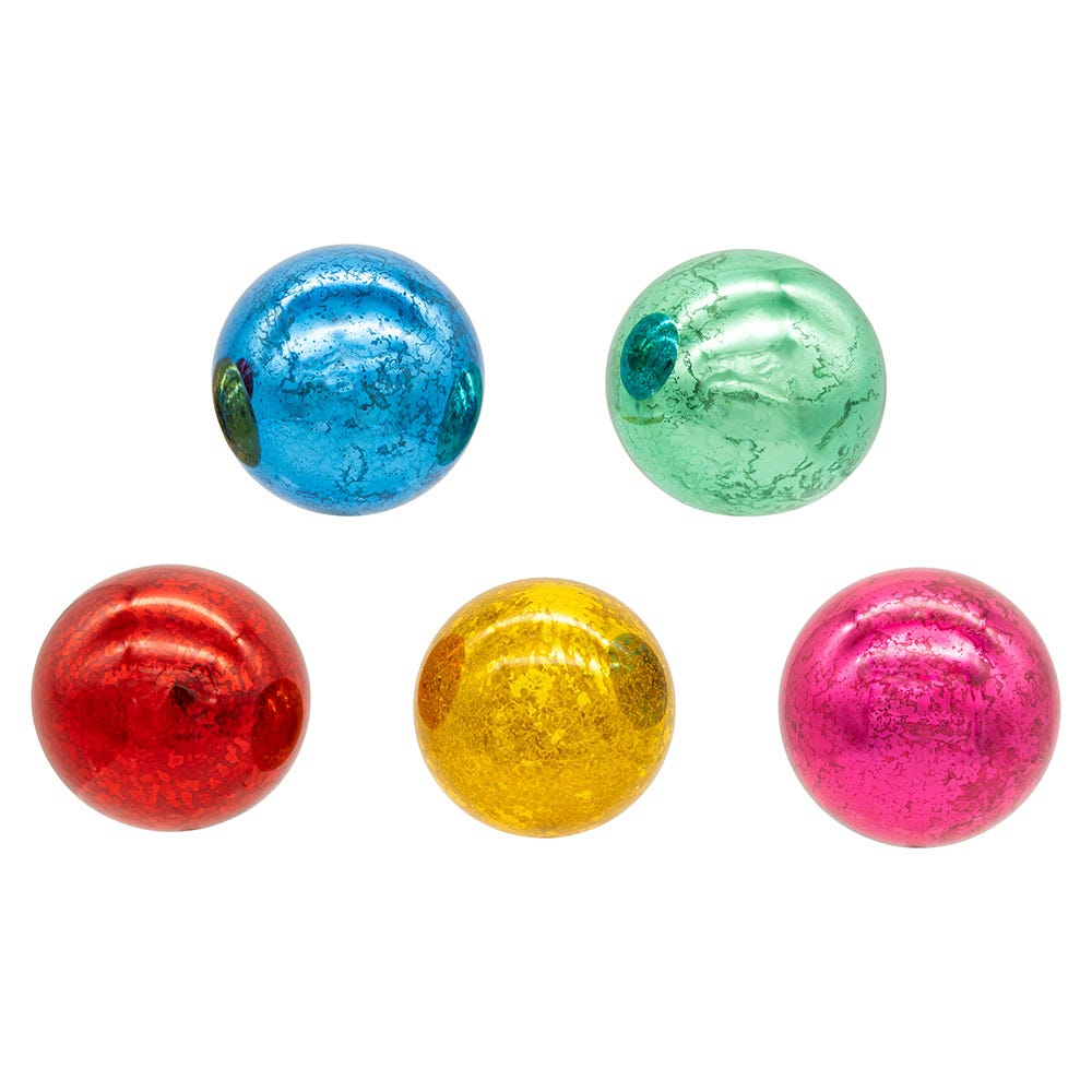 Kurt Adler 80MM Mercury Glass Multicolor Ball Ornament, 6-Piece Box