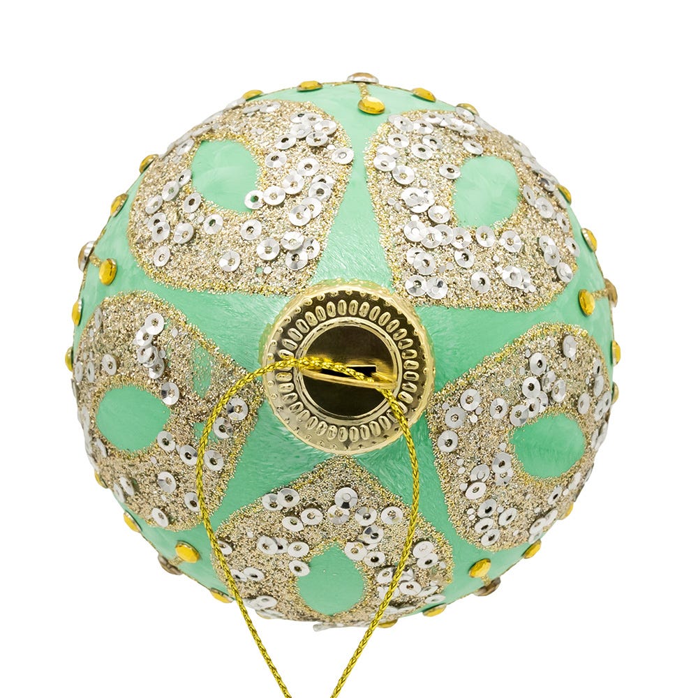 Kurt Adler 80MM Glass Teal and Blue Glass Ornaments, 6-Piece Box