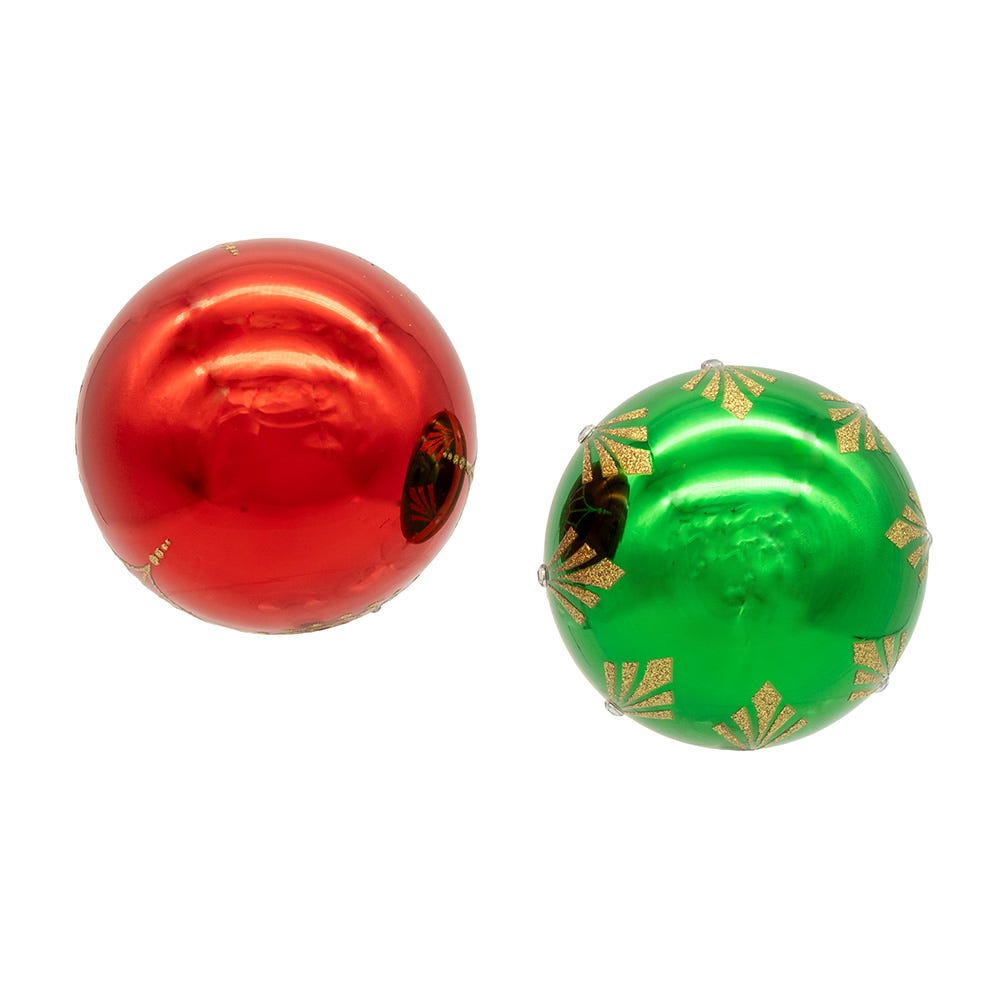 Kurt Adler 80MM Glass Red and Green Decorative Ball Ornaments, 6-Piece Set