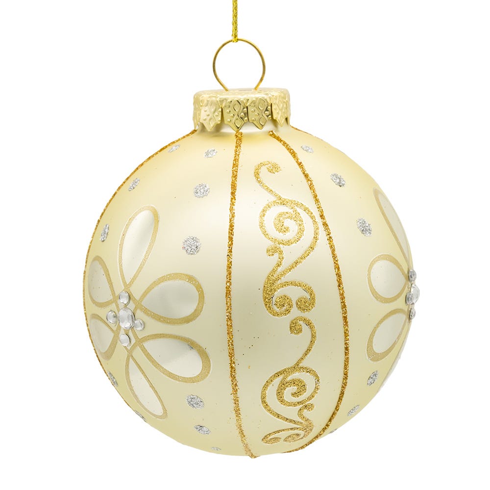 Kurt Adler 80MM Glass Light Gold Ball Ornaments, 6-Piece Box
