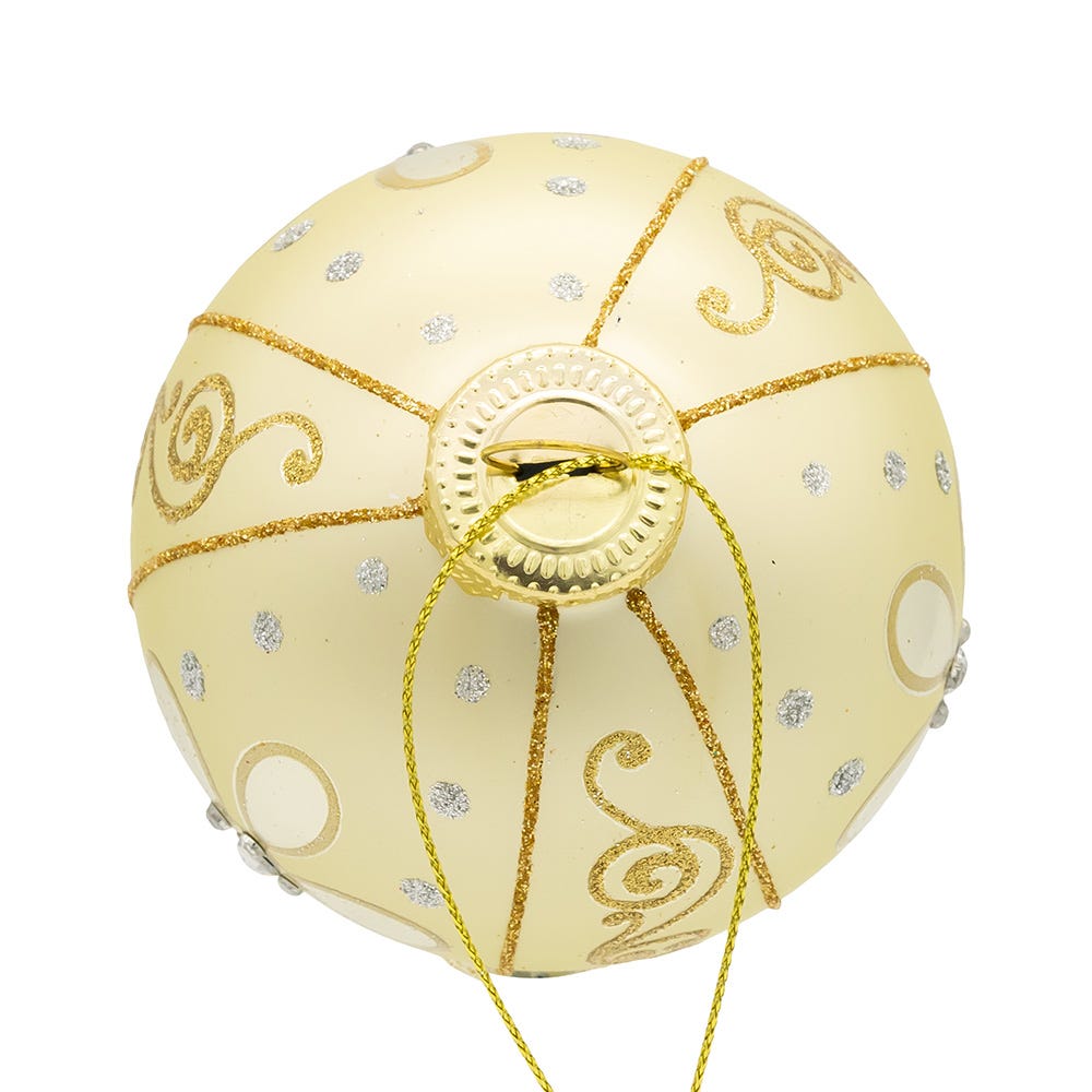 Kurt Adler 80MM Glass Light Gold Ball Ornaments, 6-Piece Box