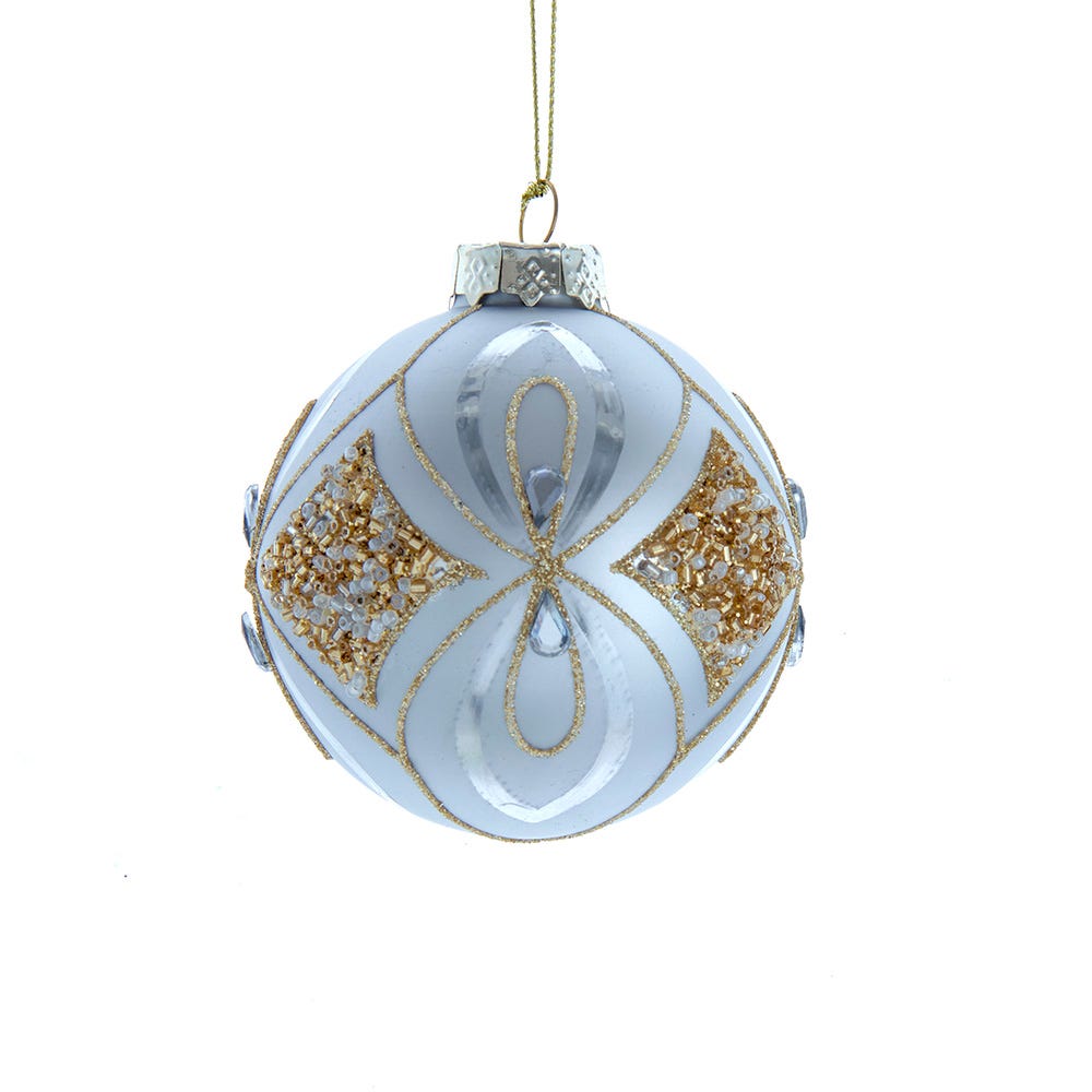 Kurt Adler 80MM Glass Silver and Gold Ball Ornaments, 6-Piece Set GG1089