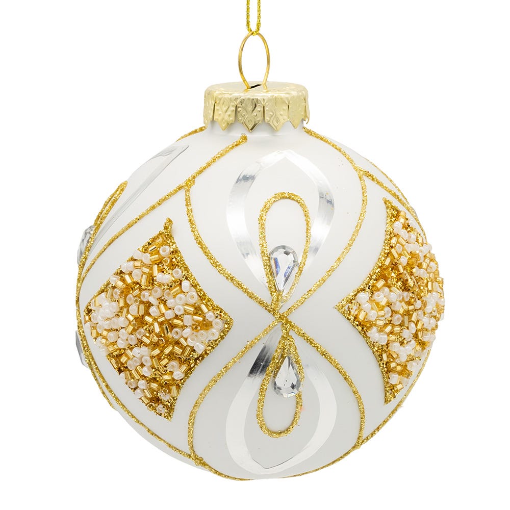 Kurt Adler 80MM Glass Silver and Gold Ball Ornaments, 6-Piece Set