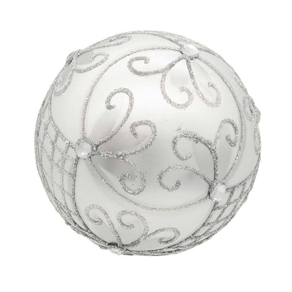 Kurt Adler 80MM Glass Silver Decorative Ball Ornaments, 6-Piece Set