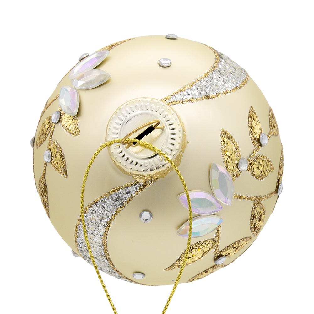 Kurt Adler 80MM Glass Gold Leaf Ball Ornament, 6-Piece Box