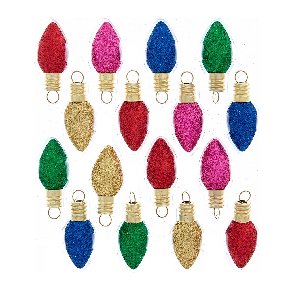1.8" Glass Multi Color Glitter Bulb Ornaments - 16pk GG1100