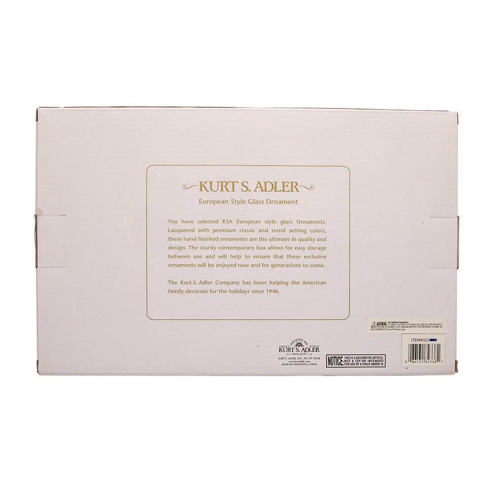 Kurt Adler 80MM Glass Matte Red and Green Striped Ball Ornaments, 6-Piece Set