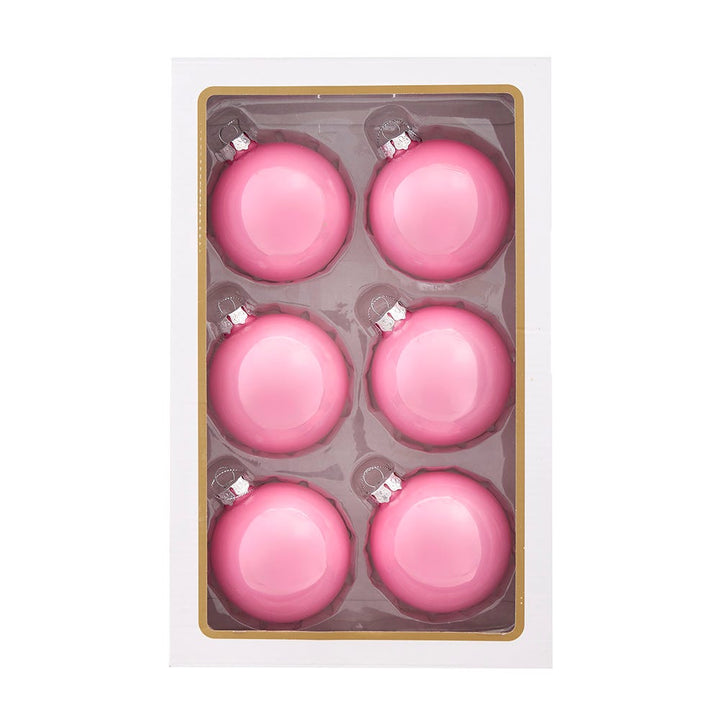 Kurt Adler 80MM Glass Pearlized Pink Ball Ornaments GG1108