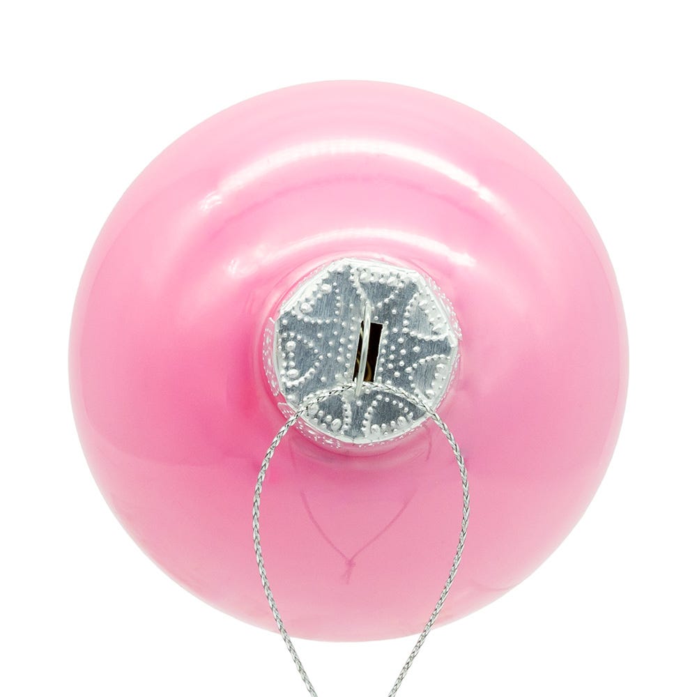 Kurt Adler 80MM Glass Pearlized Pink Ball Ornaments