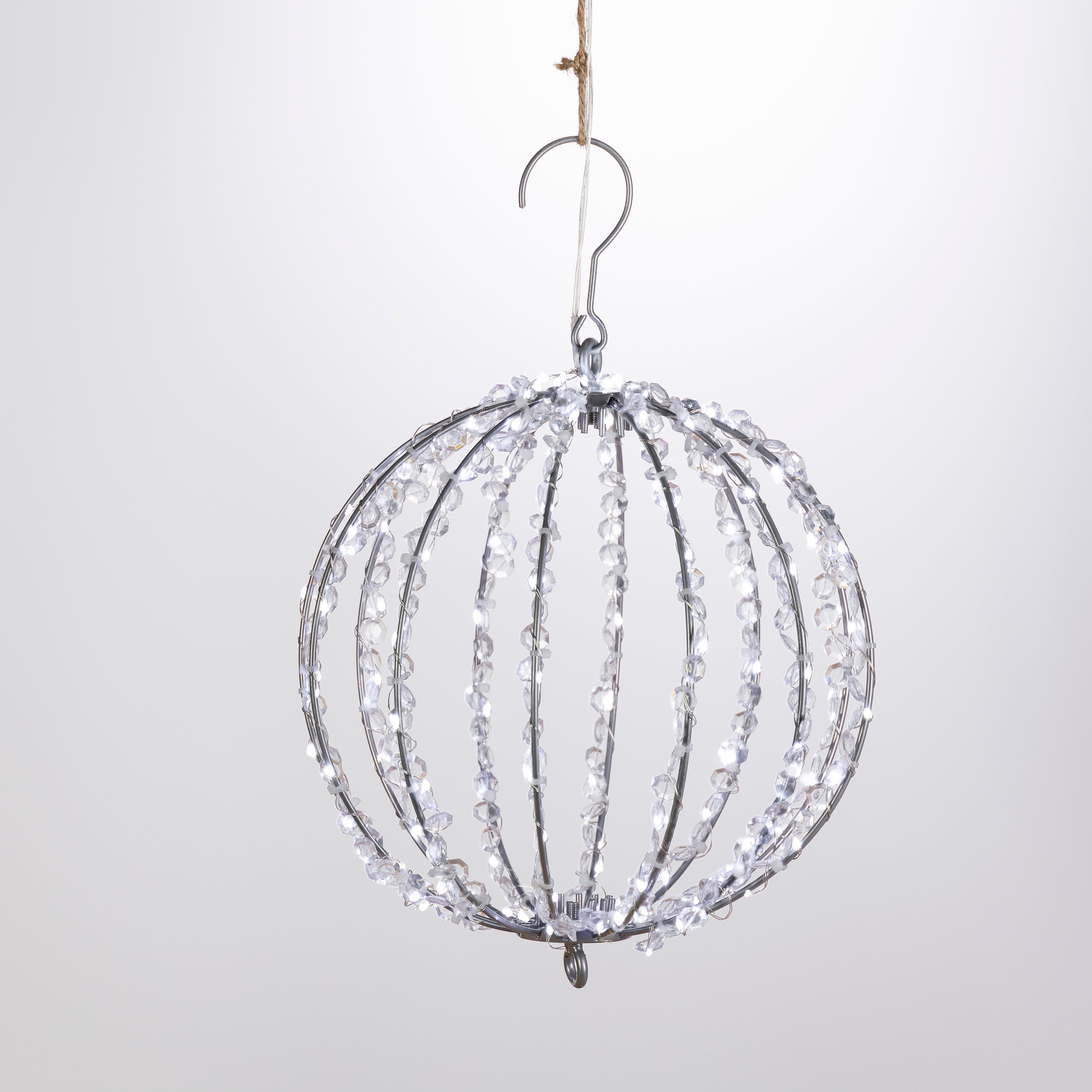 Illuminated 9.8 in D Electric Crystal Foldable Metal Sphere with 120 Cool White Micro LED Lights 2700140EC