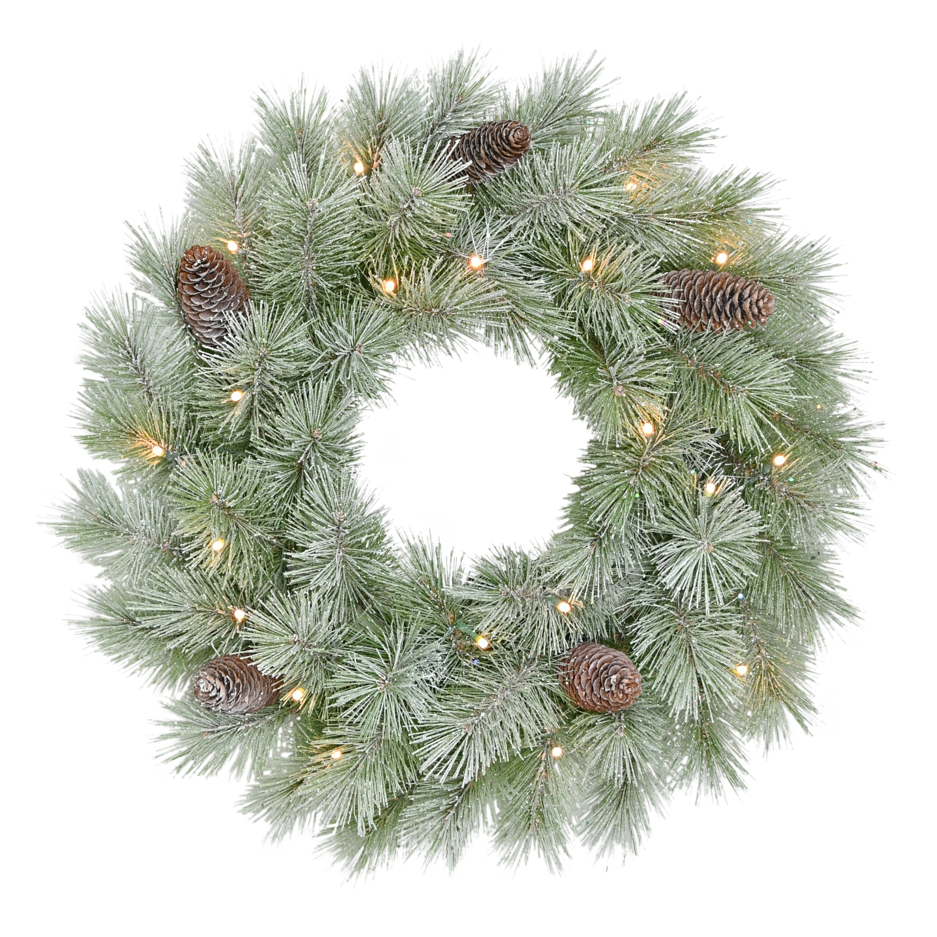 24" Pre-Lit Battery-Operated Artificial Flocked Wreath 5924-W24LW02A-BO