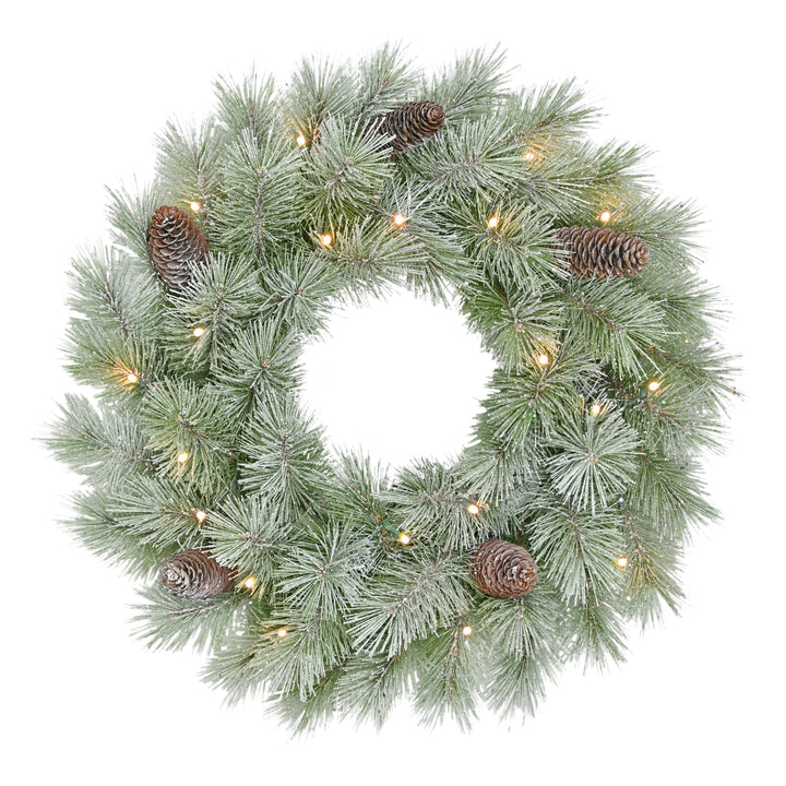 24" Pre-Lit Battery-Operated Artificial Flocked Wreath 5924-W24LW02A-BO
