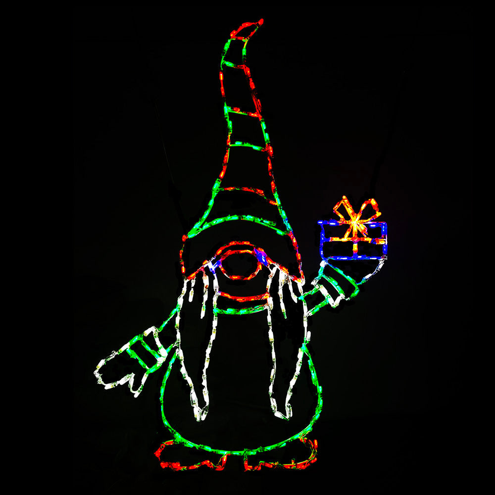 Brite Ideas 60" Christmas Gnome with Gift LED Display GNMGIFT