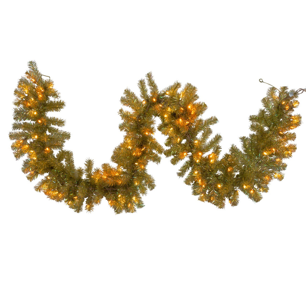 Kurt Adler 9'PreLit LED Dual Color Iridescent Gold Garland #GRL0404